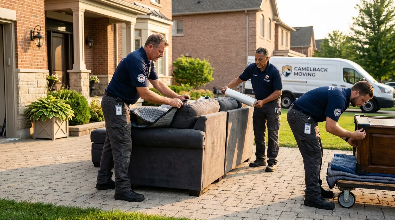 Large estate moving crew wrapping furniture in Lynn, IN